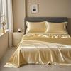 Ice Silk Bed Sheet Set Summer Cooling Solid Color Soft Durable Machine Washable Dormitory Single Bedding Set