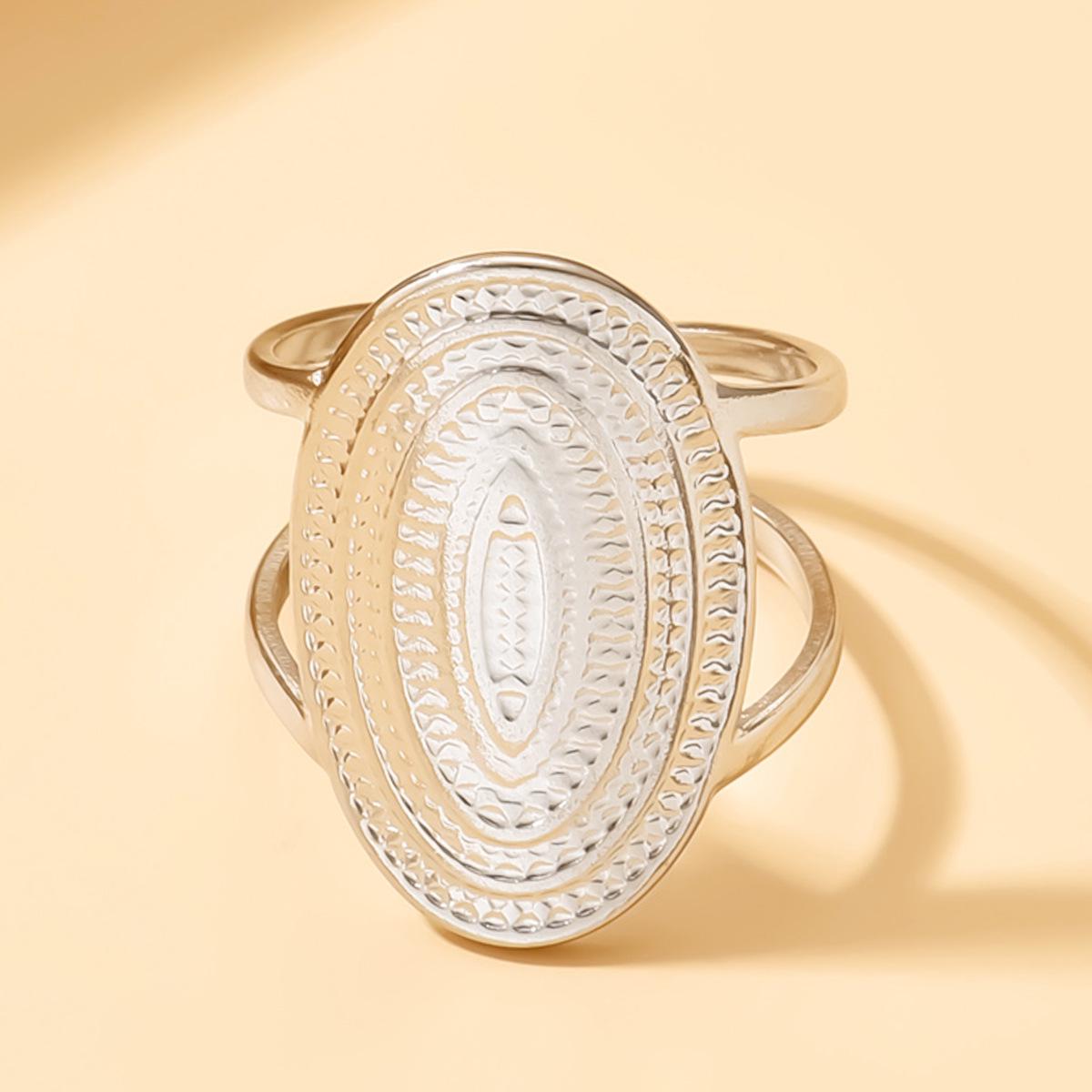 Retro Geometric Open Ring with 18K Gold-Plated Stainless Steel