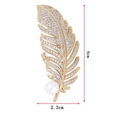 Brož ve tvaru listu peříčka Pearl Pin Badge Bag Decor Svatební šperky