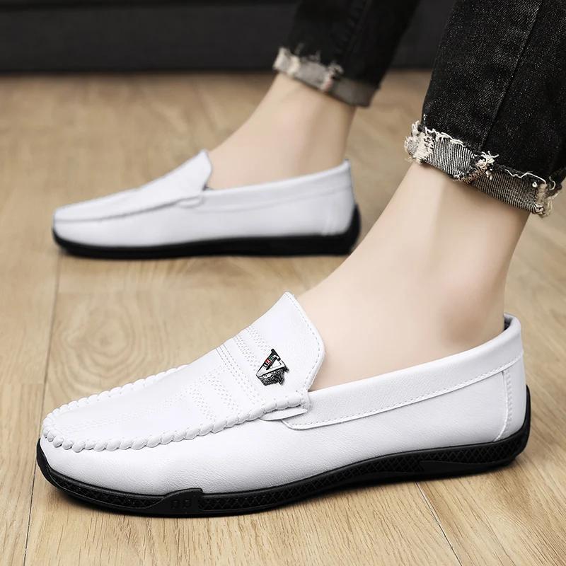 Fashion Leather Men Casual Shoes Slip on Italian Formal Loafers Luxury Brand Comfortable Men Moccasins Soft Male Driving Shoes