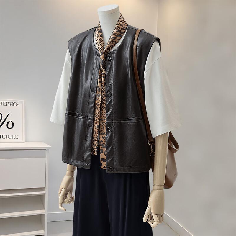 

Женский свободный многослойный жилет с круглым вырезом L