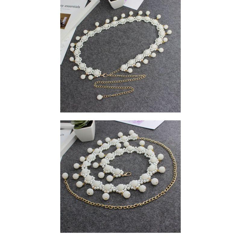 New Pearl Tassel Women's Sweet Decorative Dress Pearl Waist Chain Korean Version Versatile Multi-Layered Fashion Belt