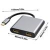 Type C to 4K Splitter Adapter with Two 4K Display Support and 100WPD Fast Charging for Laptop