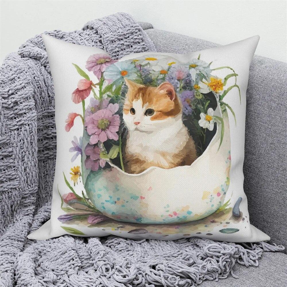 Pig Cat Panda Rabbit Print Decorative Pillowcase  Sofa Car Living Room  Animal Cushion Cover