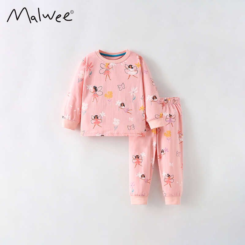 Girl Suit Spring & Fall New Arrival Western Style Printed Little Girl Round Neck Long Sleeves Casual Pants Kids Pure Cotton Two-piece Set