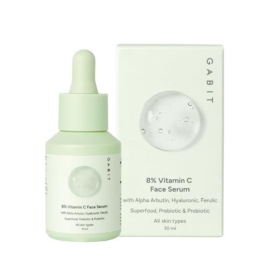 Gabit 8% Vitamin C Face Serum for Glowing Skin | Brightening Serum for Dark Spots, Tanned & Dull Skin; Hydrates |30 ml