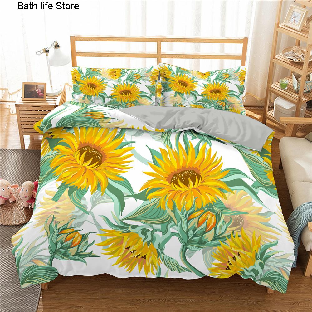 3D Printed Bedding Set Flowers Bedclothes Duvet Cover With Pillowcase Plant Bedding Set Soft Quilt Cover For Home Textiles