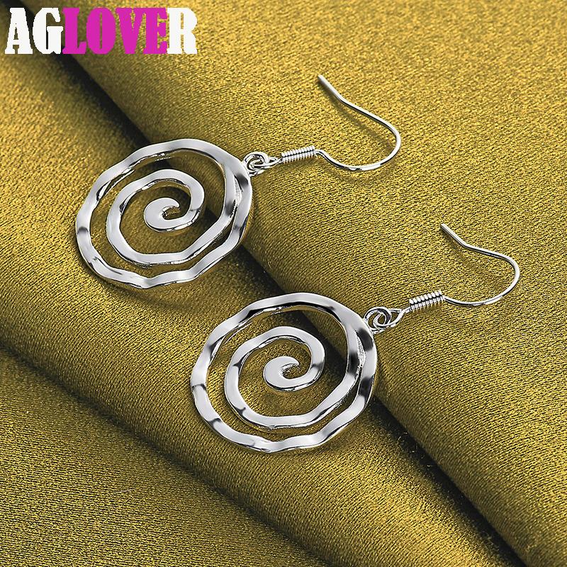 925 Sterling Silver Circle Spiral Earring Jewelry