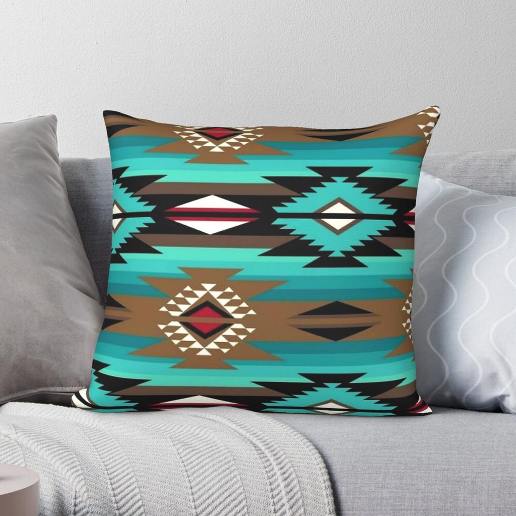 Native American Tribal Square Pillowcase Polyester Linen Velvet Pattern Decorative Pillow Home Cushion Cover Wholesale X