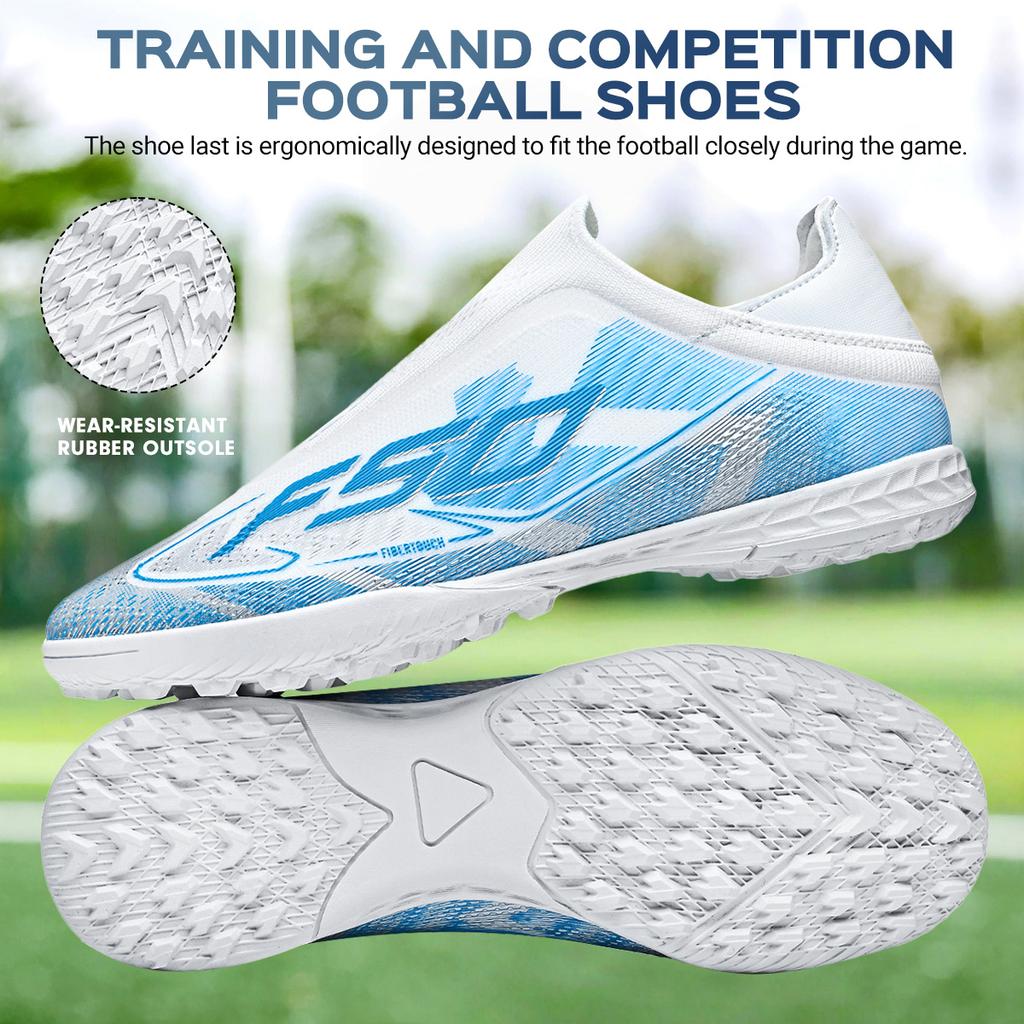 TF Football Shoes with PU Fabric Upper, Rubber Sole, Wear-resistant and Anti Slip Training Football Boots