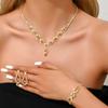 4PC Women's Fashion Copper Claw Chain Sunflower Necklace Earrings Bracelet Zircon Set Wedding Banquet Party Holiday Gift