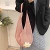 Solid Color Knitting Shoulder Bag Flower Large Capacity Bohemian Crochet Tote Bag Versatile Hollow Out Casual Woven Handbag