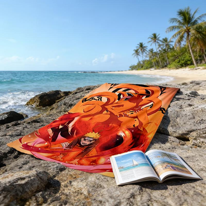 1pc NARUTO (3) Beach Towel, Beach and Seaside Swimming Pool Equipment, Fashion Pattern, Rectangular, Travel Essentials