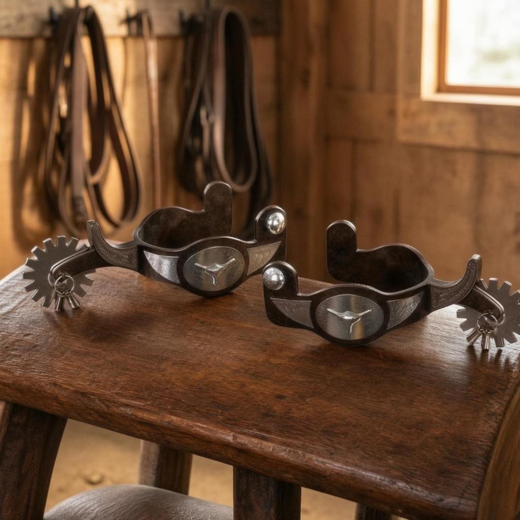 Western Spurs Antique Finish Spur with Rowel for Ranch Workers