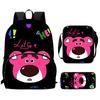 Strawberry Bear School Bag High Definition Printing Multi-Function Oxford Lightweight Backpack