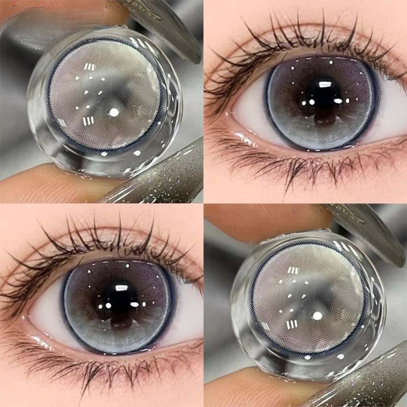 MillCreek Color Contact Lenses with Grade 2Pcs Blue Purple Yearly Use 14.2mm Soft Lens Eye with Free Gifts Ladies Student Anime Natural Contact Lens