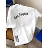 Herren Sommer 100% Baumwolle Mode Los Angeles Buchstabenaufdruck Locker Groß Lässig Bequem Rundhals Kurzarm T-Shirt Top