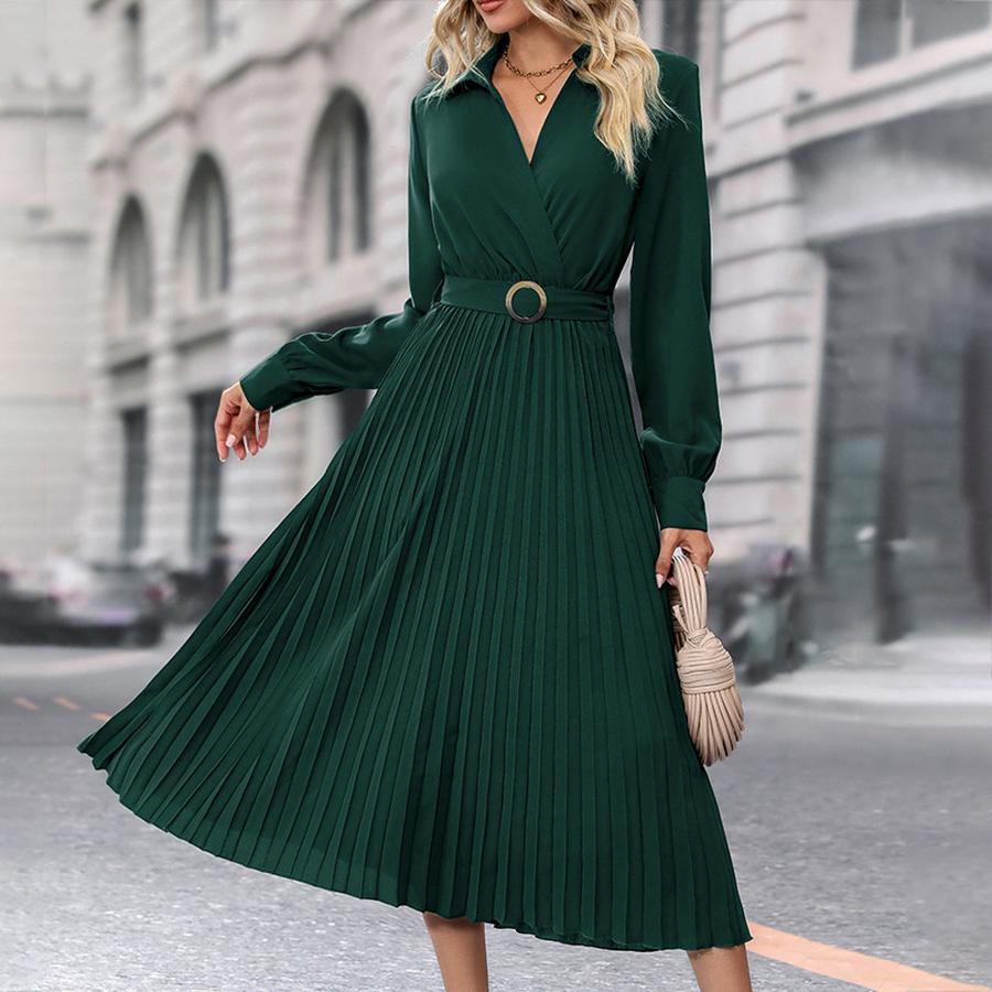 Women's High-End Solid Color Dress - Spring/Autumn Fashion