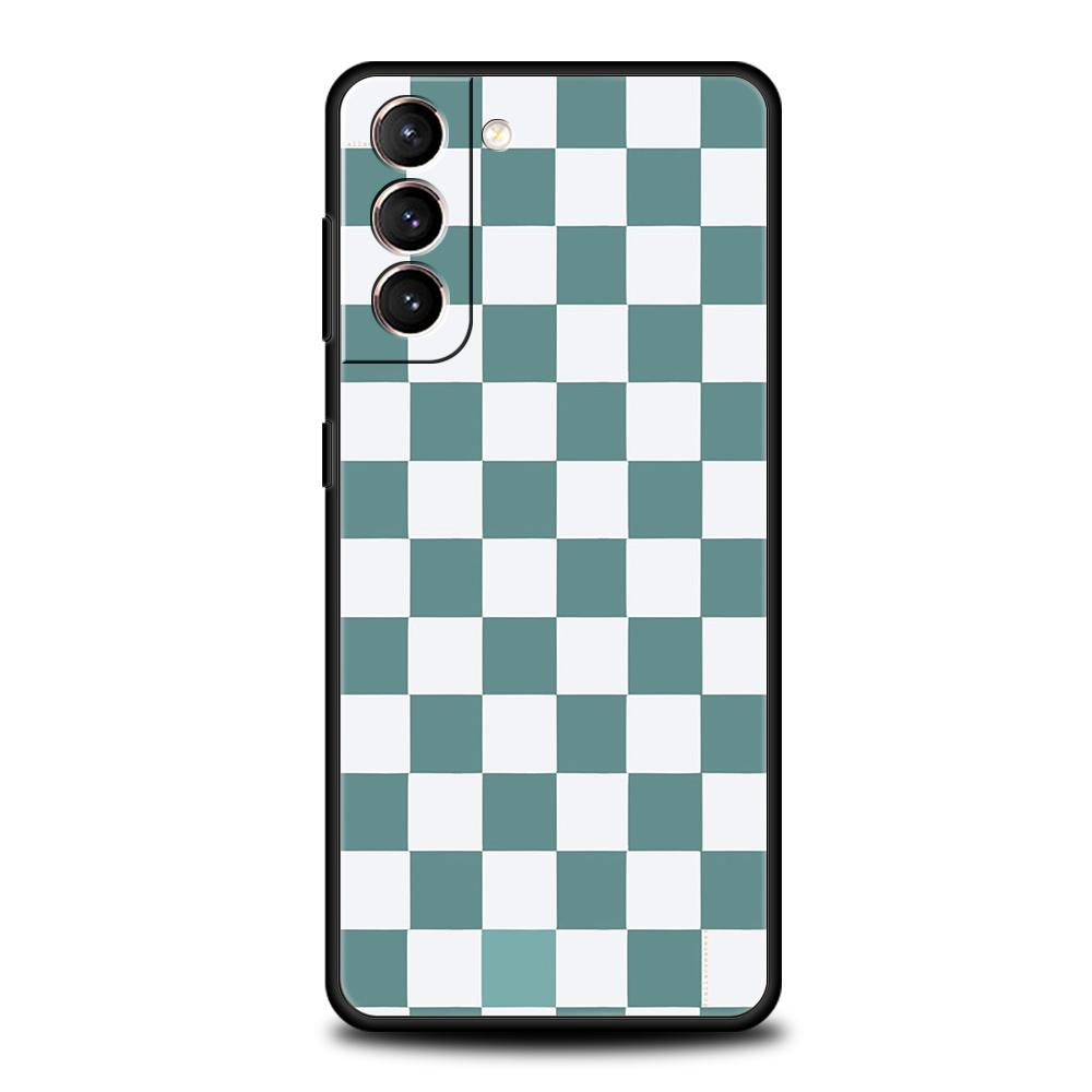Custodia per telefono a quadri a scacchi per Samsung Galaxy S24 S23 Ultra S22 S21 S20 FE 5G S10 S10E S9 Plus S8 Cover morbida in silicone