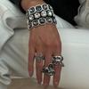 Light Luxury Geometric Acrylic Diamond Elastic Bracelet, Fashionable Metal Stacked Splicing Bracelet For Women