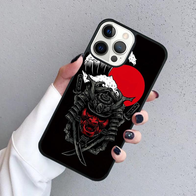 Samurai Japanese Warrior Mask Helmet Phone Case For iPhone 17 Air 16 Pro Max 15 14 Plus 12 13 Shell Cover Coque