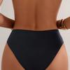Women's Double Strap High Waist Bikini Bottom Black High Cut Swimwear