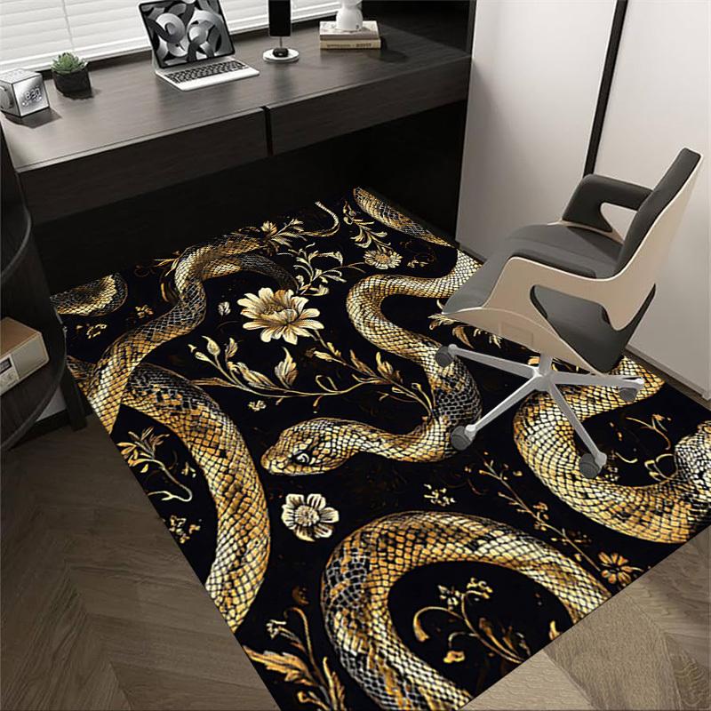 1PC Snake Flowers Non-Slip Floor Carpet Compatible for Office&Living Room&Bedroom&Dining room - Flat-Weave Machine-W267