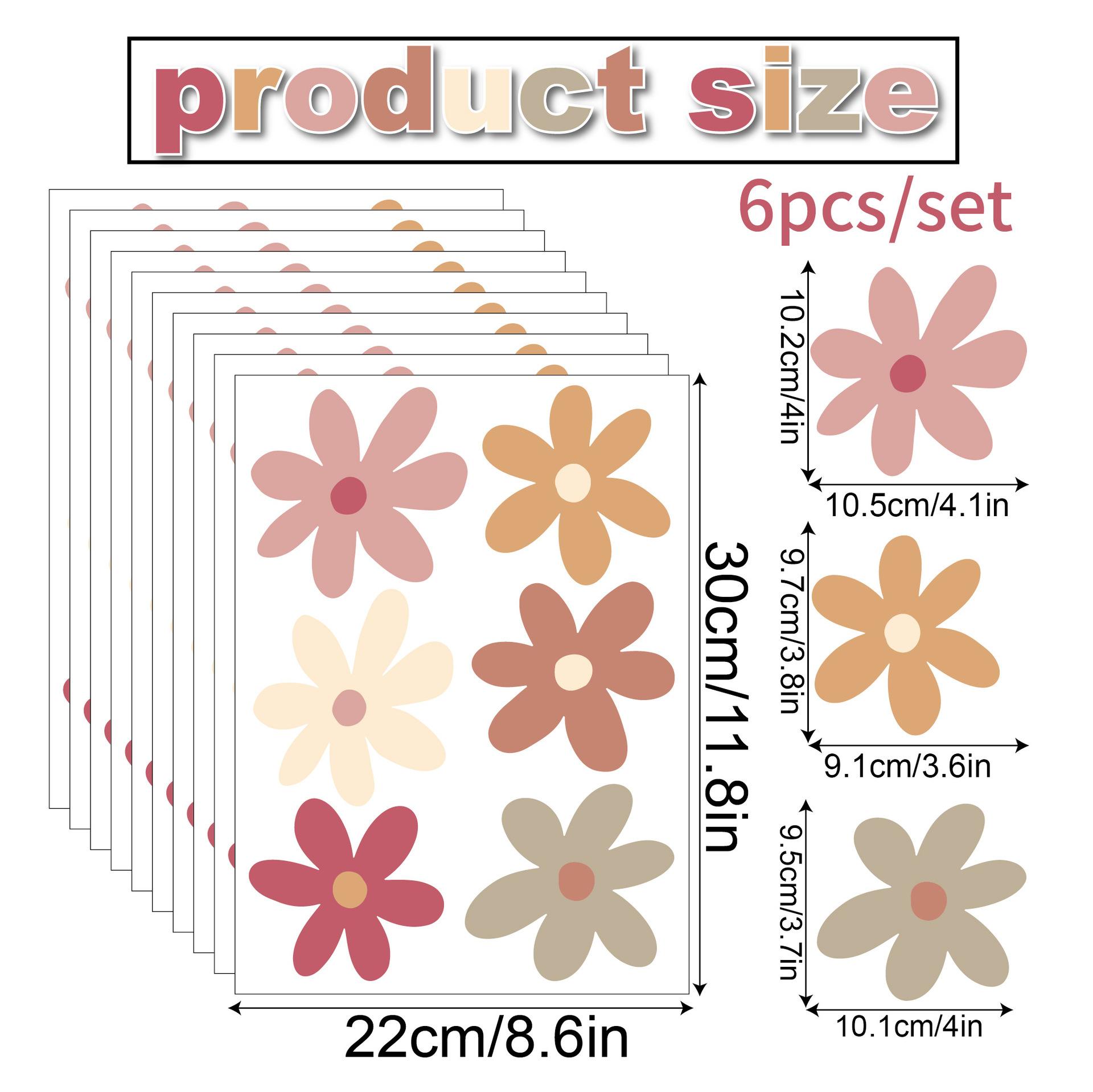 Набор разноцветных настенных наклеек с хризантемами в разных стилях - Снимаемые без следа, самоклеящиеся цветочные наклейки, водостойкие художественные наклейки