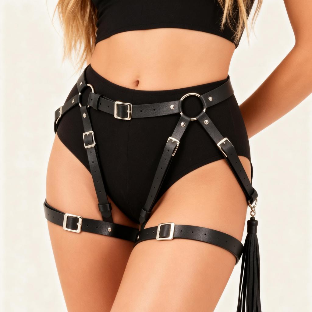 Pugnale da corpo Punk in pelle da donna, Cintura a giarrettiera, Cinghie regolabili per gambe e vita, Outfit da clubwear, Accessori per costumi da rave