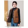 Damen Winter Fleecegefütterte Weste Wendbare Wildleder Ärmellose Jacke Warme Knopfleiste Weste mit Taschen