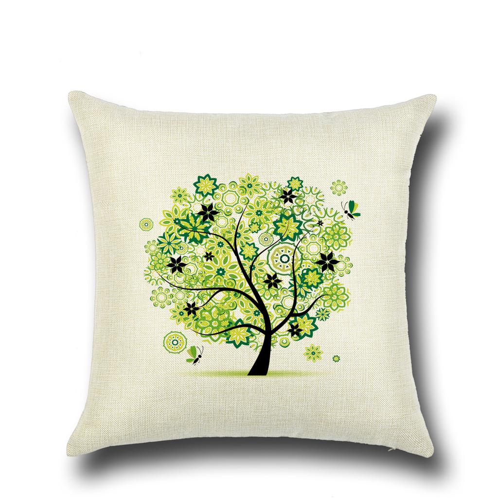 Fashionable Pillows Pastoral Fresh Cartoon Flower Tree Pattern Pillow Creative Home Pillow Case Does Not Include Core
