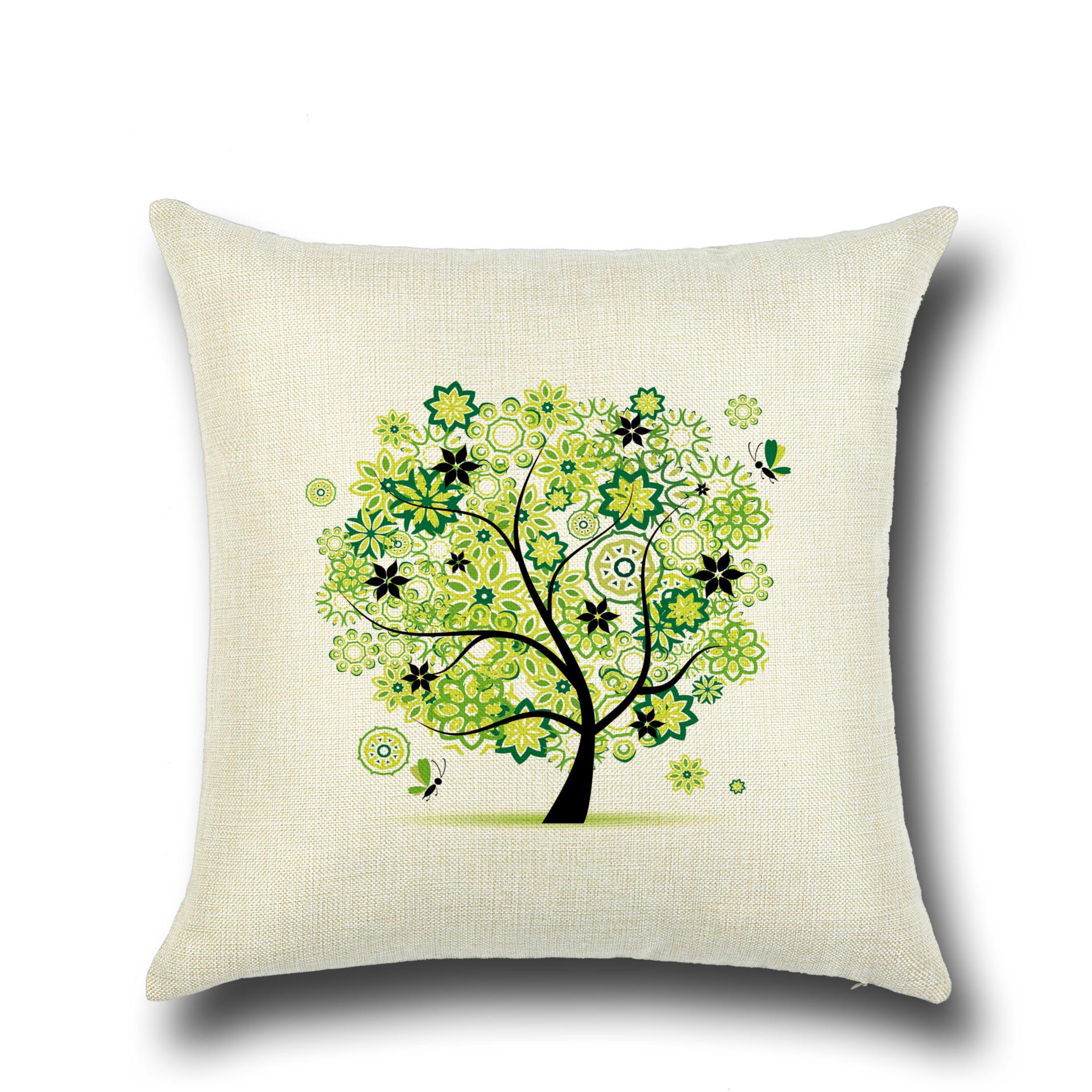 

Fashionable Pillows Pastoral Fresh Cartoon Flower Tree Pattern Pillow Creative Home Pillow Case Does Not Include Core 45*45cm