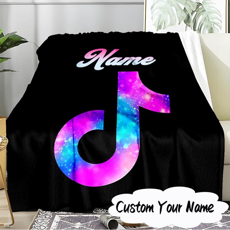 Custom Name Music Tik Celebration Blanket Ideal Bedding Blanket Perfect for Travel, Camping, Living Rooms, Offices, Sofas, Fan Christmas gift