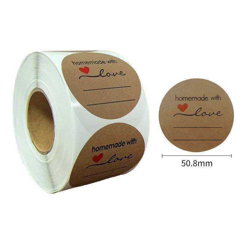 Round Die-Cut Self-Adhesive Kraft Paper Stickers - Strong, Handwritten Packaging Labels