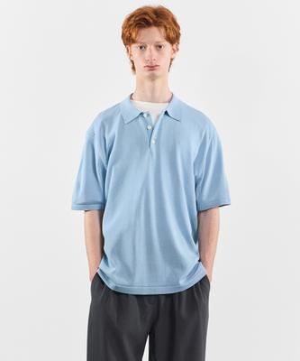 BLACK MOMENT Rayon Blended Knit Polo Shirt [Sky Blue]