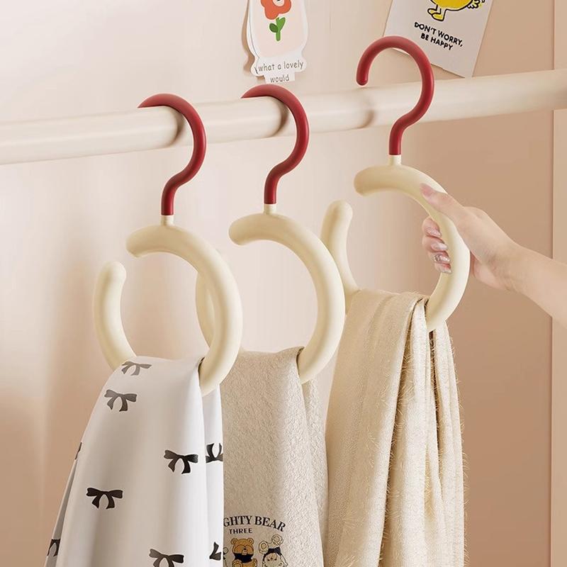 Dopamine Hook Clothes Hanger 1/5Pcs - Rotating Scarf Hat Bag Organizer, Non Perforated Silk Display Stand
