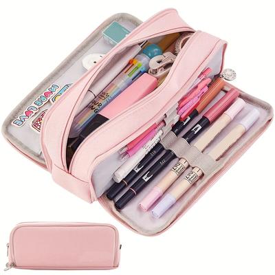 Pencil Case Large Capacity Pen Bag 3 Compartment Pen Pouch Organizer Portable Stationery Bag Holder with Zipper for School Adult