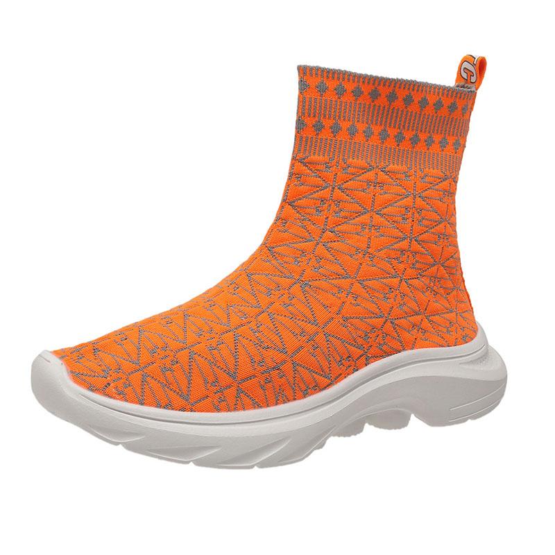 Herbststiefel Damenmode Strickstoff Stiefeletten Slipper Socken Schuhe Lässige Plateauschuhe Dicksohlige Rutschfeste Sneakers