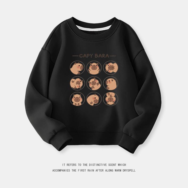 Cartoon Capybara Round Neck Sweatshirt for Boys and Girls - Spring/Autumn Long-Sleeve Shirt