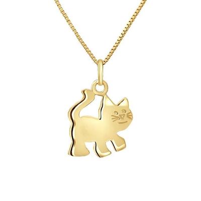 Children's Pendant - LÉA &; ARTHUR - CAT Motif - Yellow Gold - 375 Thousandths - Quality Jewelry