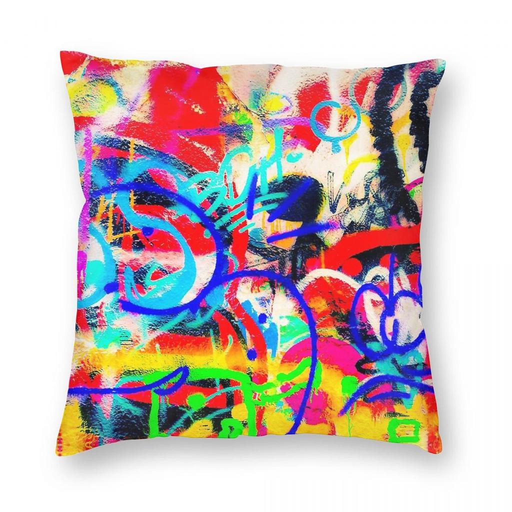 Crazy Graffiti Square Pillowcase Polyester Linen Velvet Pattern Zip Decor Pillow Case Sofa Cushion Cover