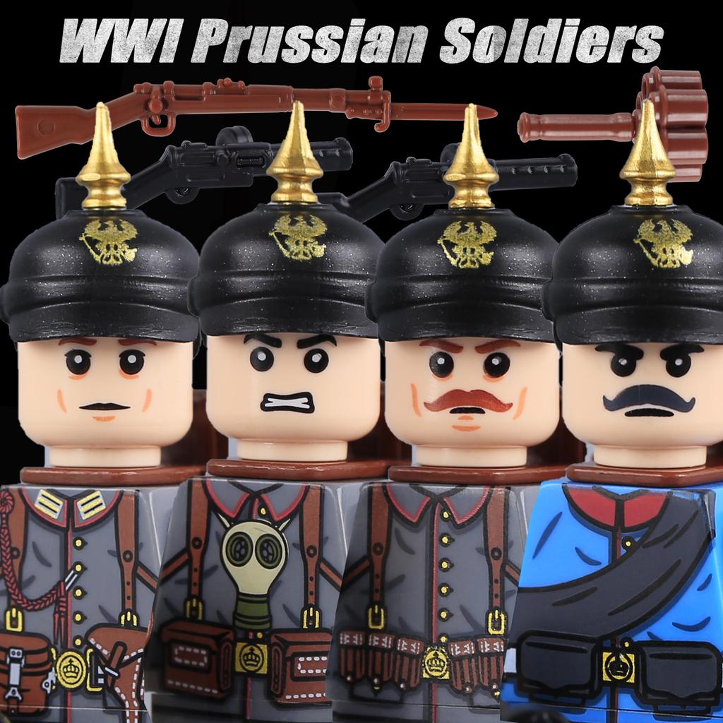 I. világháborús német porosz katona figurák építőkockák katonai USA amerikai polgárháborús gyalogság Poroszország hadsereg fegyverek fegyver kockák játék