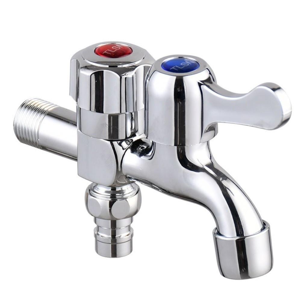 G1/2 Dual Control Water Tap Stainless Steel One In Two Out Faucet Dual Outlet Faucet Laundry Room