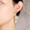 Green Jade Marrow Flowers Tassel Drop Earrings for Women Ethnic Stud Earring Pretty Jewelry Gifts