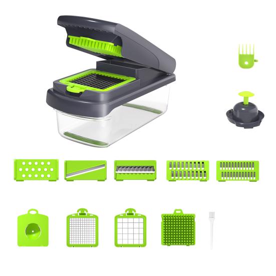 Vegetable Chopper 14-in-1 Kit Stainless Steel Onion Chopper with Container Veggie Cutter Kitchen Essential