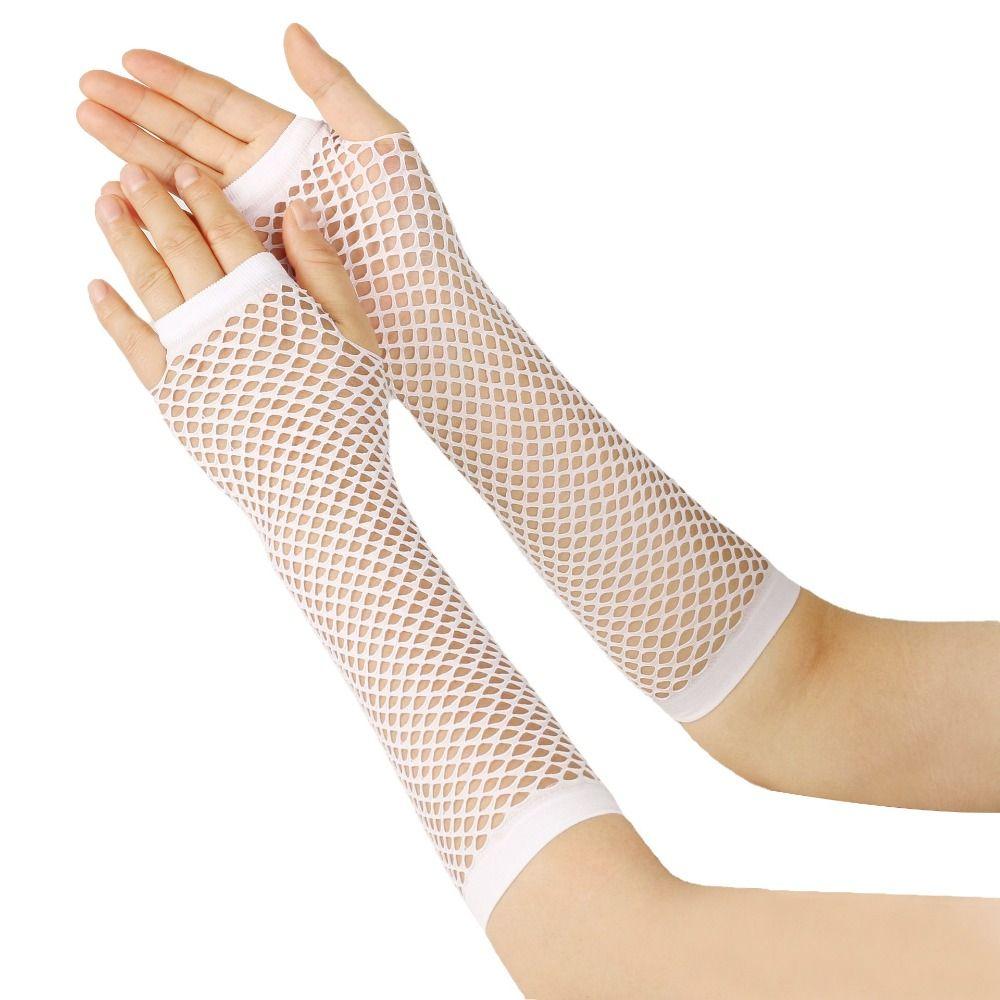 Stretch Women's Fishnet Gloves Punk Style Arm Warmer Gloves Sexy Girl's Long Gloves  Cosplay Use