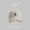 New V letter embroidered baseball cap women's wide brim versatile face small casual couple street racket cap