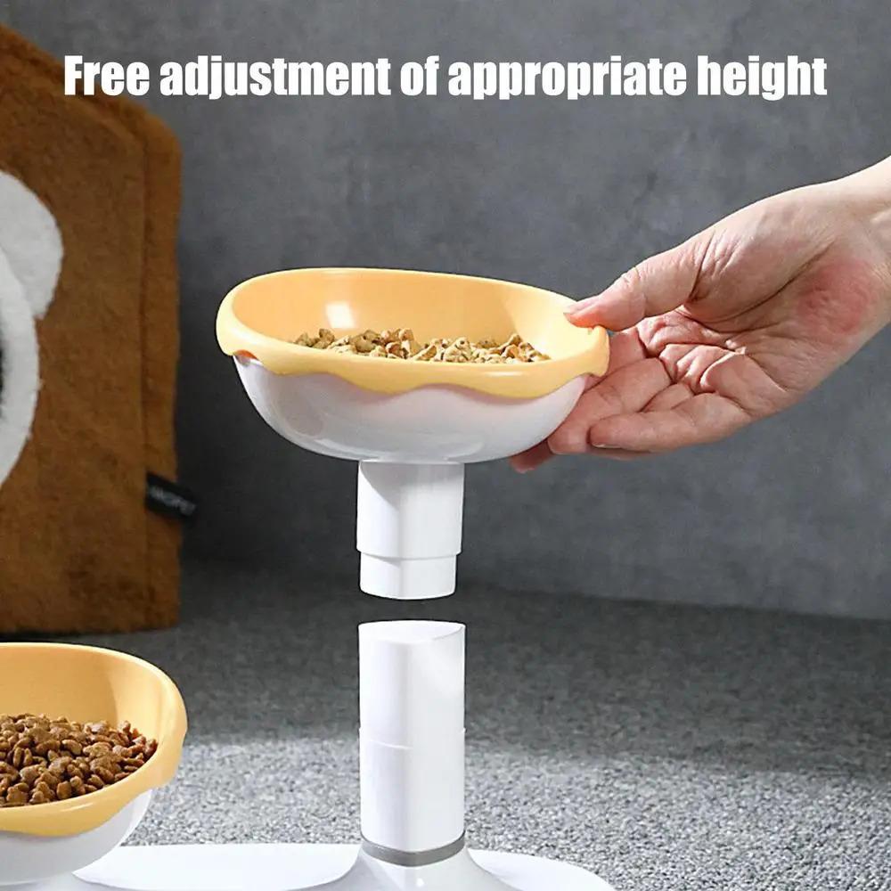Pet Feeding Bowl Set Tilt Neck Guard Height Adjustable 2 in 1 Cat Dog Food Bowl Drinking Basin Pet Feeding Supplies