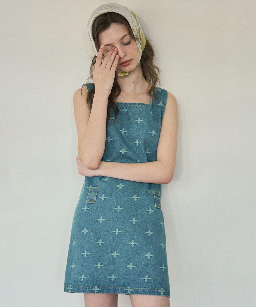 Aueonoseuteljia Vintage Flower Denim Dress_Vintage Denim(Oc25-Ops01)