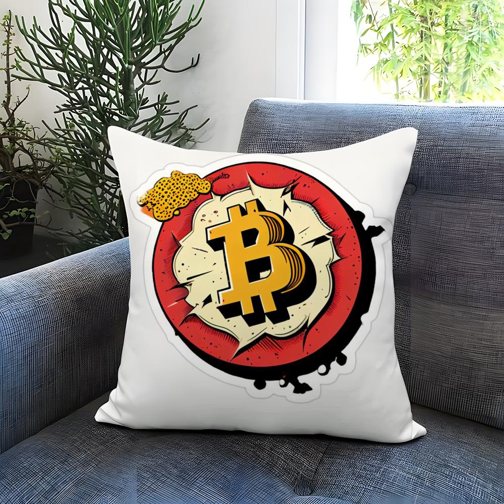

B-Bitcoin Cryptocurrency Btc Cushion Cover Comfortable Reversible Pillow Cover Ideal for Car Sofa Bedroom & Beyond 30X30cm